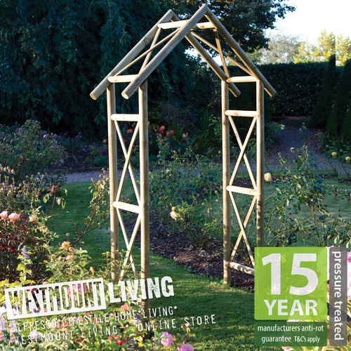 Wooden rustic garden rose arch - wooden,